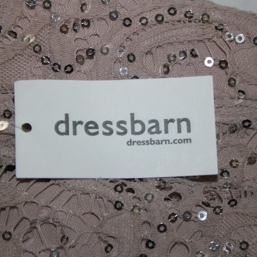Dress Barn Sz 10 Mauve Lavender Silver Sequin Lined Eyelets Nylon Dress - Picture 14 of 16